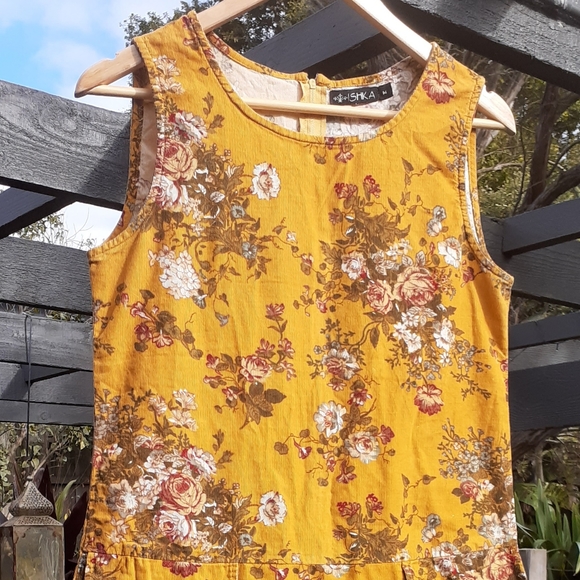 Vintage Ishka Short Pinnafore Dress - cotton corduroy - Picture 4 of 9